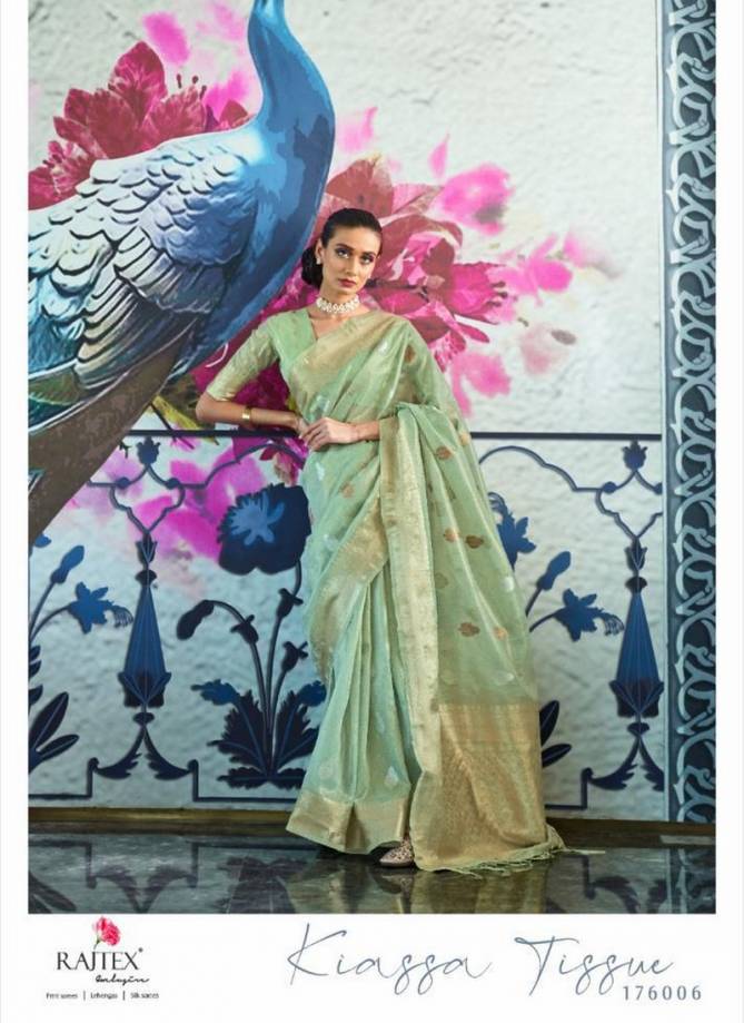 RAJTEX KIASSA TISSUE Latest Fancy Festive Wear Tissue Zari Organza Weaving Heavy Saree Collection